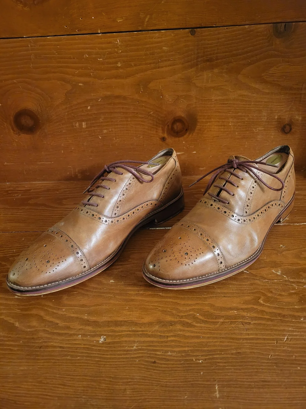 Men's Johnston & Murphy Conard Tan Leather Brogue Oxford Dress Shoes